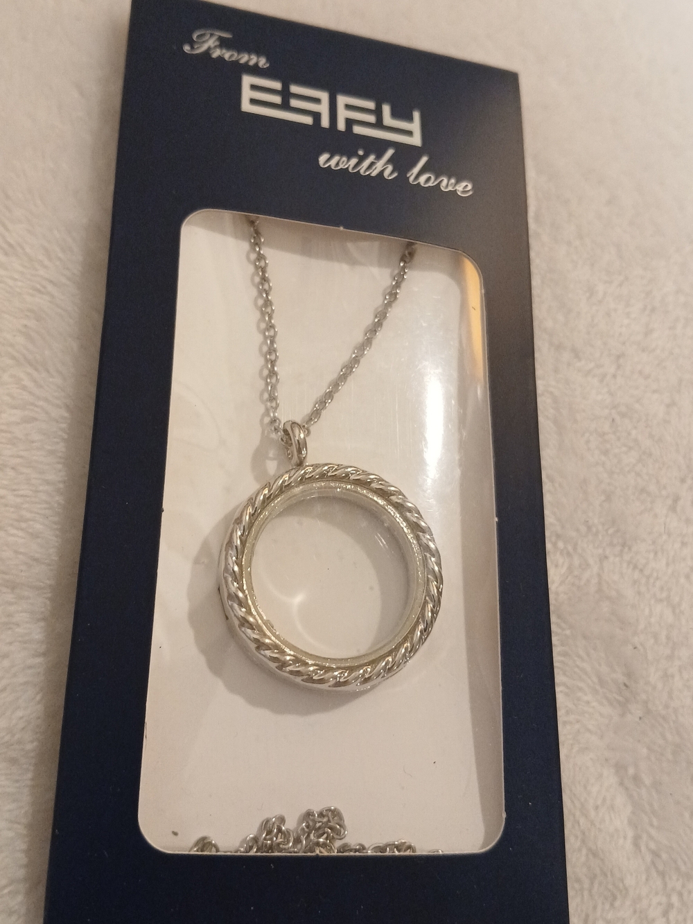 EFFY Silver Rope-Edge Circle Pendant Necklace [Magnetic Closure] NWT NIB